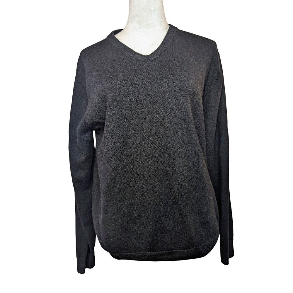Turnbury Merino Extra fine WOOL Black Cozy Warm Sweater Shirt Sz XL Tall